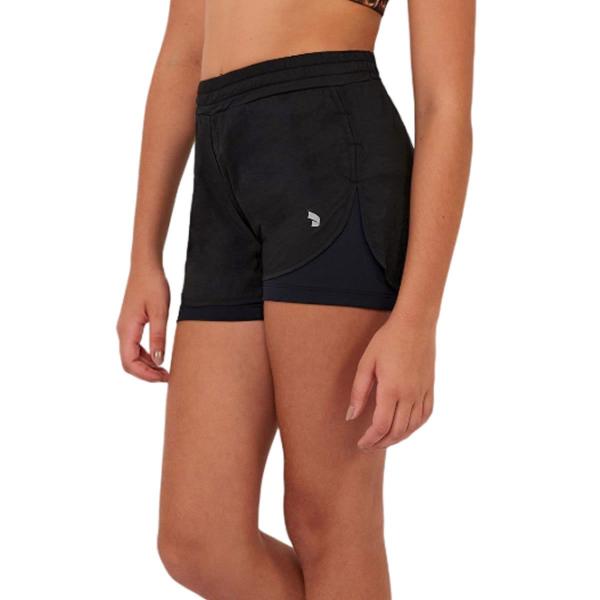 Imagem de Shorts Infantil Menina Alto Giro Sobreposto Preto - 24350