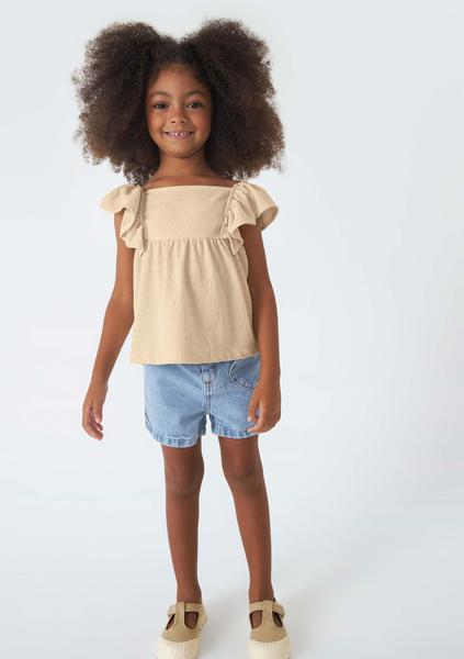 Imagem de Shorts Jeans Infantil Menina Toddler Com Bolso Coração