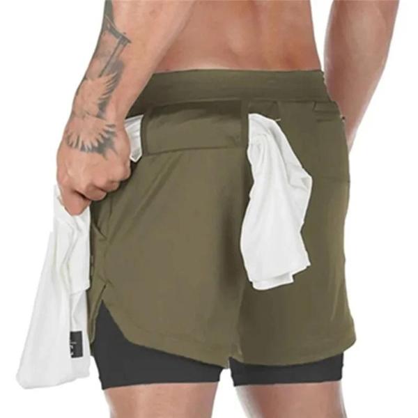 Imagem de Shorts Masculino Camuflado 2 em 1 - Secagem Rápida para Corrida e Treino