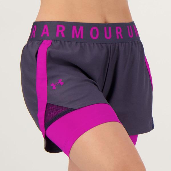 Imagem de Shorts Under Armour Play Up 2 in 1 Feminino Cinza