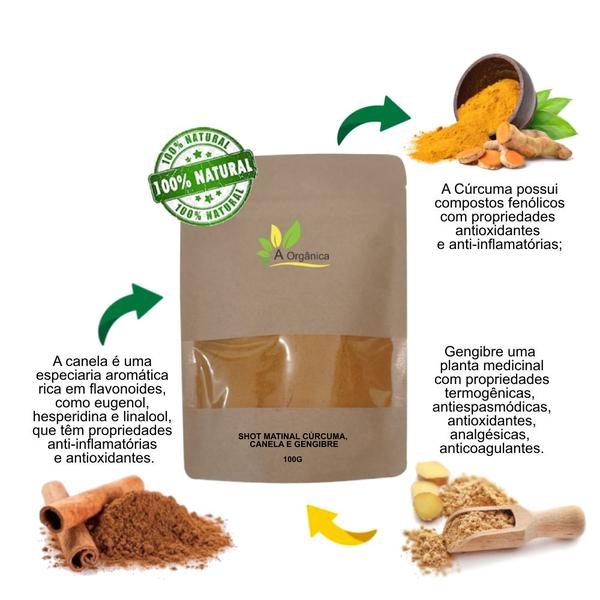 Shot Matinal Cúrcuma, Canela e Gengibre 100g - À Orgânica Imagem de Shot Matinal Cúrcuma, Canela e Gengibre 100g