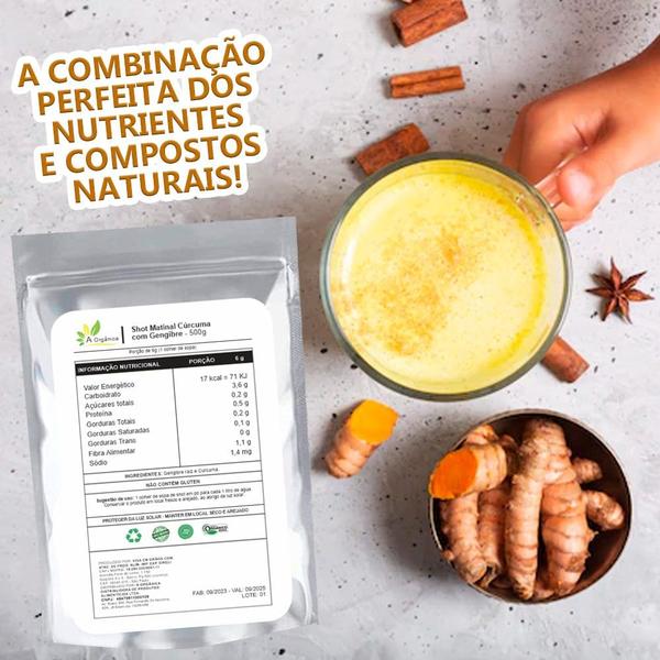 Shot Matinal Cúrcuma com Gengibre 500g - A Organica Imagem de Shot Matinal Cúrcuma com Gengibre 500g