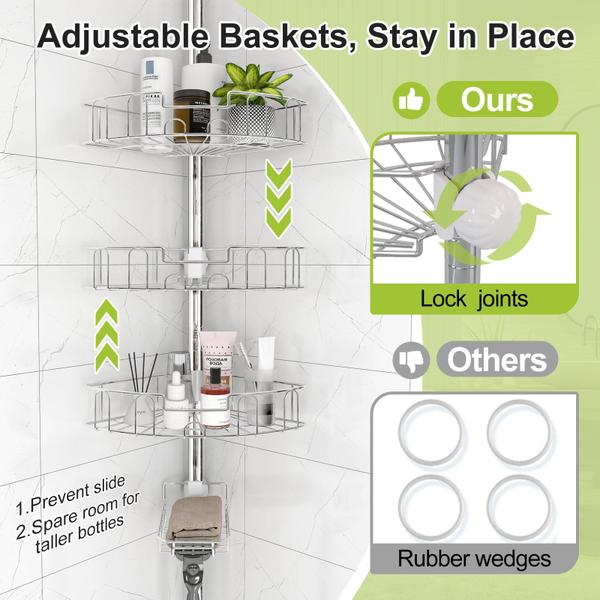 Imagem de Shower Caddy DAKEPOLE Corner Tension Pole em aço inoxidável