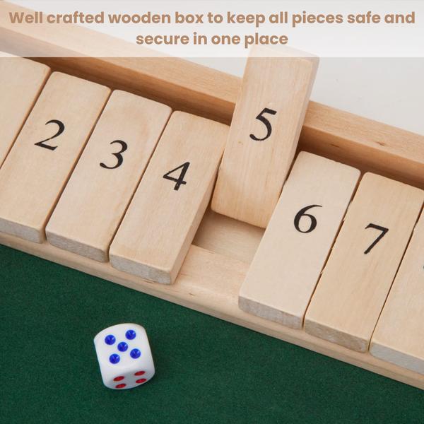 Imagem de Shut The Box Game Bits and Pieces grandes 3 em 1 com 12 dados