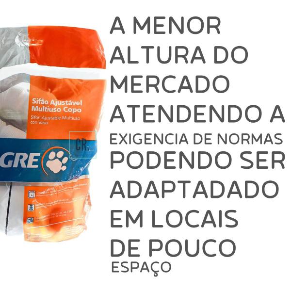 Imagem de Sifão Com Copo Universal Tigre Kit Com 3un Para Pia de Cozinha Branco Ajustável Sifao Sanfonado de Pia Sifão Para Lavatório ou Tanque.