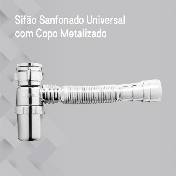 Imagem de Sifão Copo Sanfonado Flexível Tubo Cromado Astra Kit C/6