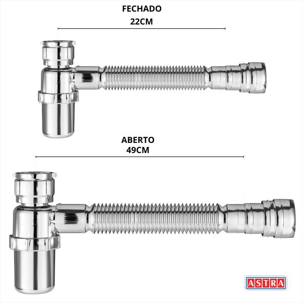 Imagem de Sifão Copo Sanfonado P/ Pias Lavatórios Tanques Astra Kit 2