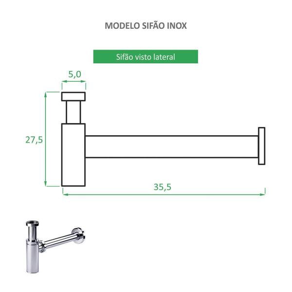 Imagem de Sifão Cromado Inox Para Cuba De Banheiro