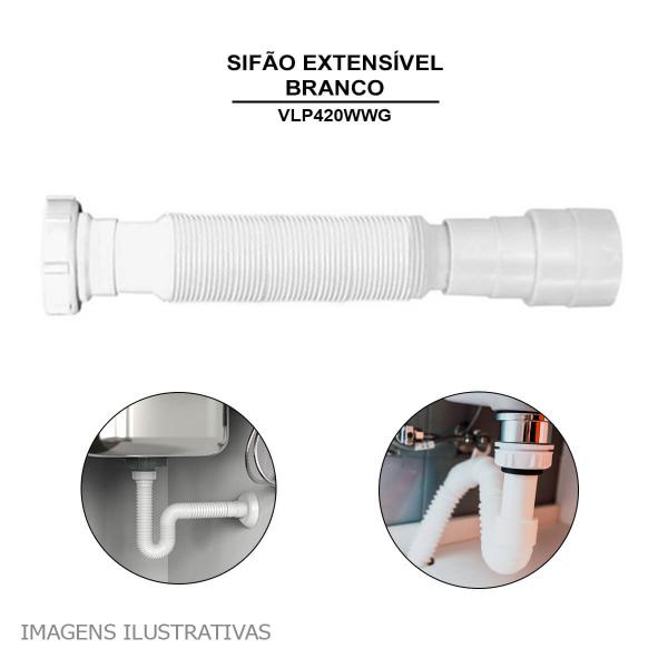 Imagem de Sifao Extensivel Porca Plastica Branco Esteves