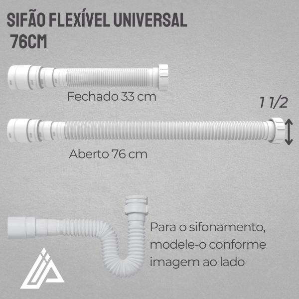 Imagem de Sifao flexivel universal branco 76cm - kit 5 unidades