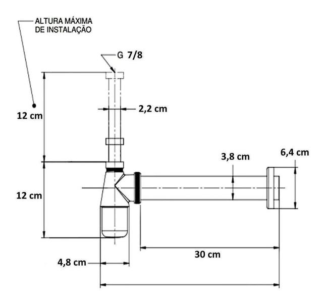 Imagem de Sifão Lavatório Banheiro Metal Com Copo Cromado 1.1/2 X 7/8