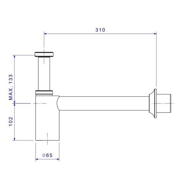 Imagem de Sifão para cozinha e tanque entrada 1 1/2 e saída 1 1/2 e 2 deca cromado 1680.c.112