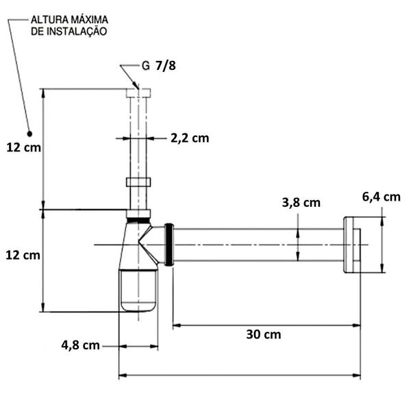 Imagem de Sifão Pia Lavatório Banheiro Metal Cromado  7/8 X 1.1/2''