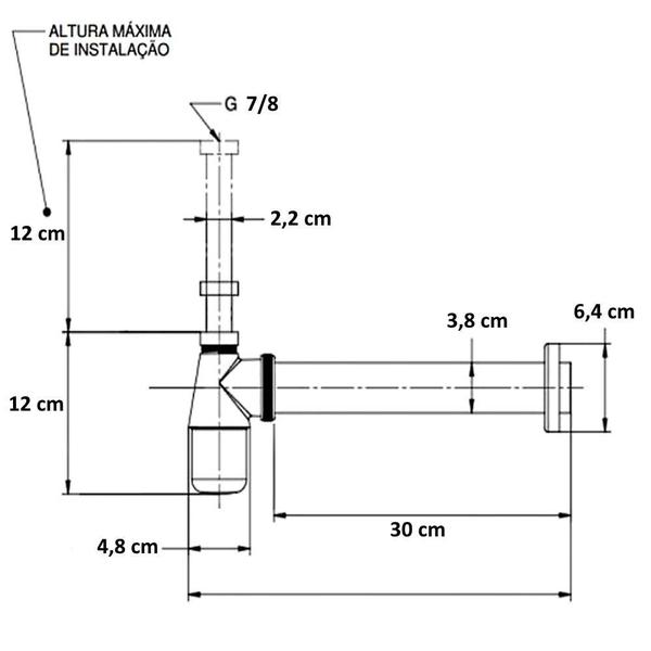 Imagem de Sifão Pia Lavatório Banheiro Metal Cromado 7/8 X 1.1/2''