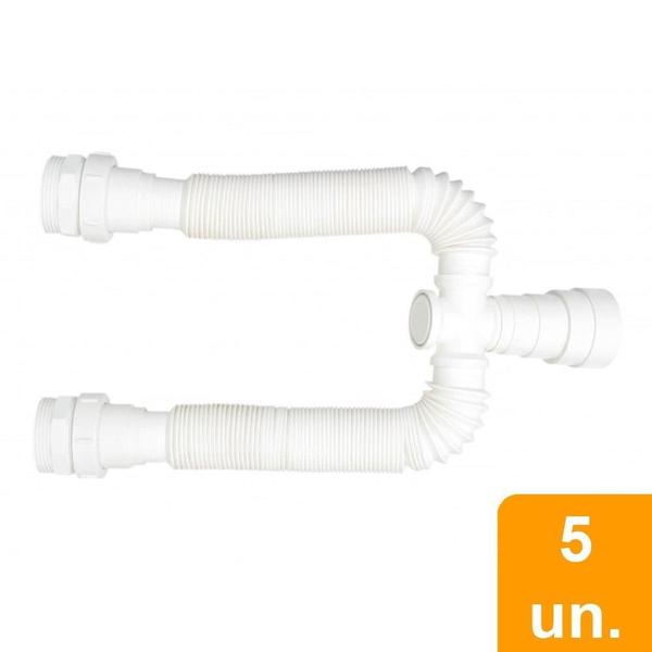 Imagem de Sifão Plastilit Extensível Universal Duplo Branco DN40/48/50 Embalagem com 5 Unidades