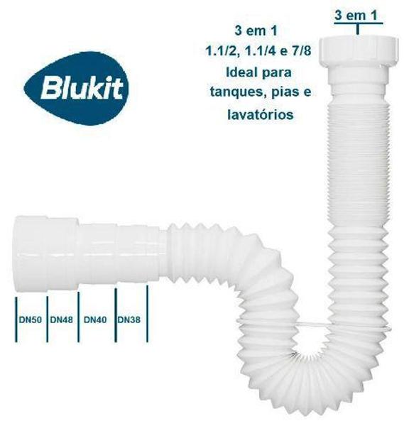 Imagem de Sifão sanfonado branco universal com rosca - Blukit