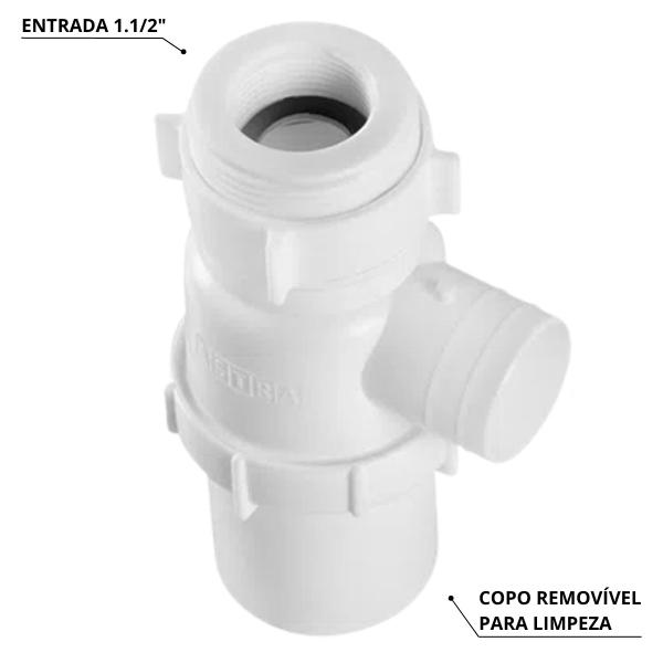 Imagem de Sifão Sanfonado Com Copo 49cm Branco  Astra  Kit C/ 3 Un