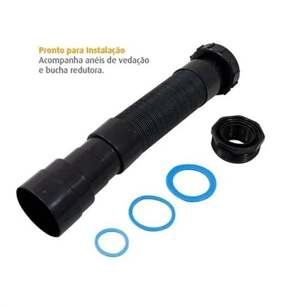 Imagem de Sifão Sanfonado/Extensivo Universal Abs Preto Black Flexivel