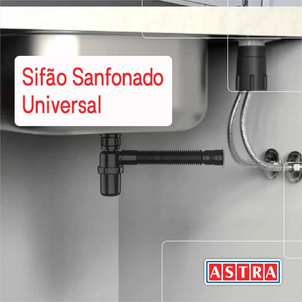 Imagem de Sifão Sanfonado Preto Com Copo Pvc Astra Kit C/2