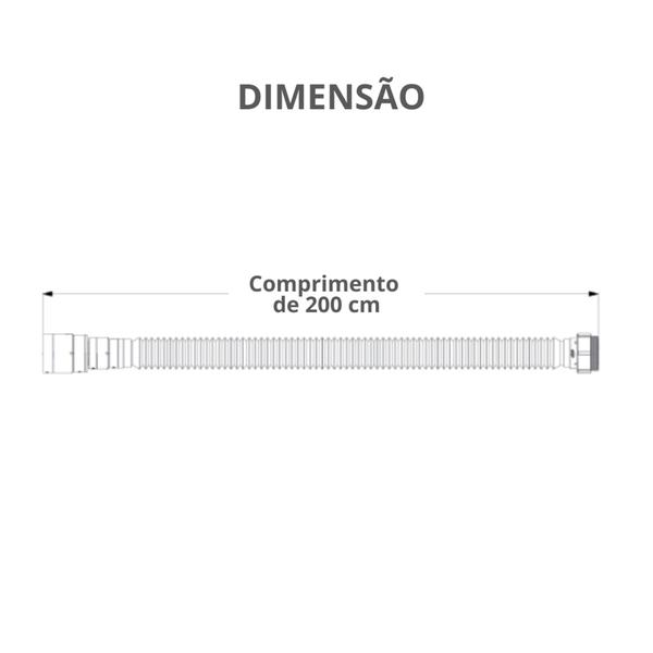 Imagem de Sifão Sanfonado Simples Universal 200cm Preto Durín