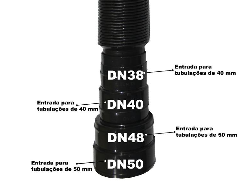 Imagem de Sifão Sanfonado Tubo Extensivo Universal Preto Fosco Black