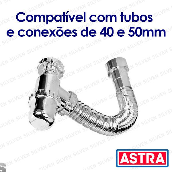 Imagem de Sifao Sanfonado Universal Copo Cromado Pia Banheiro Cuba 49cm Astra SSUC2