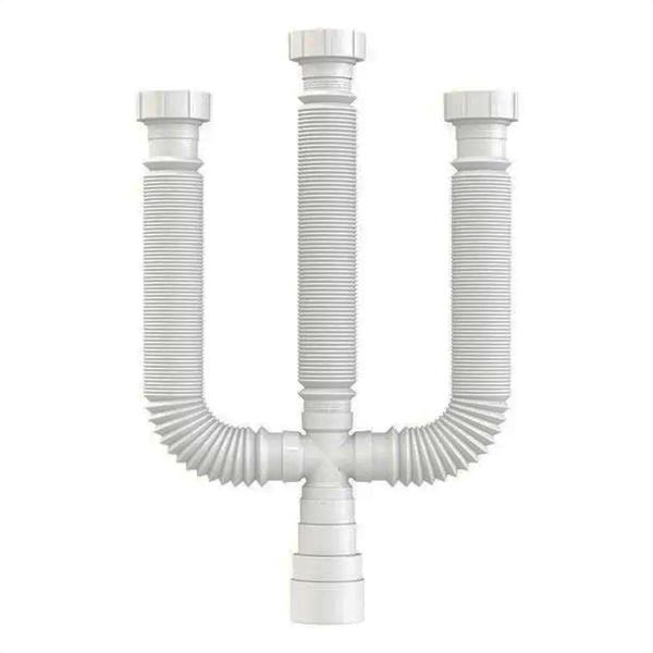 Imagem de Sifão Tubo Extensível Triplo Universal Multiuso Pvc Branco