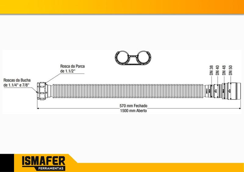 Imagem de Sifão Tubo Extensivo Com Suporte Branco Universal 1,5m Censi