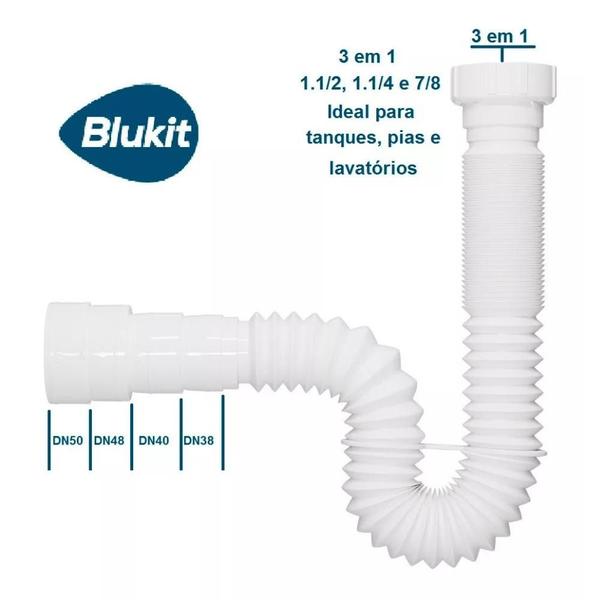 Imagem de Sifão Tubo Extensivo Universal Corrugado Branco Blukit