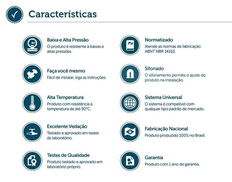 Imagem de Sifão Universal Sanfonado Tubo Extensivo Cuba Duplo Preto Blukit