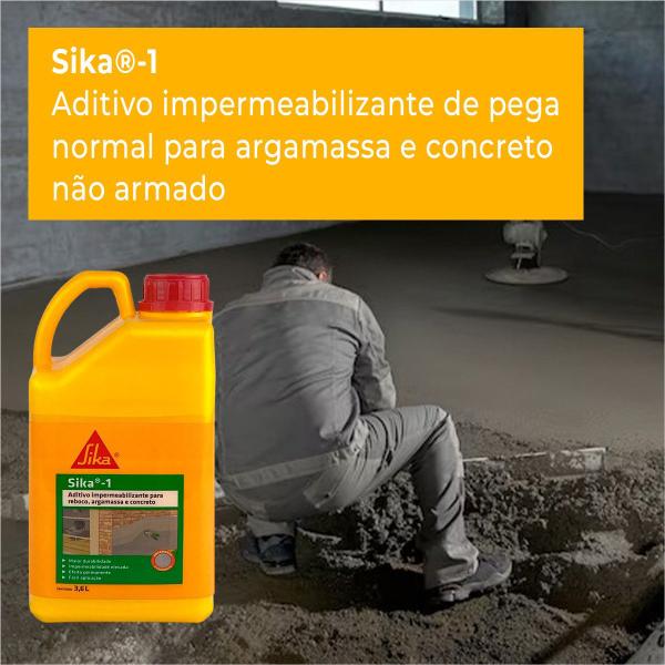 Imagem de Sika-1 Aditivo 3,6 L Impermeabiliza Reboco Internos Externos