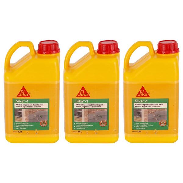 Imagem de Sika 1 Aditivo Impermeabilizante Piscina 3,6L - Kit 3 Unid