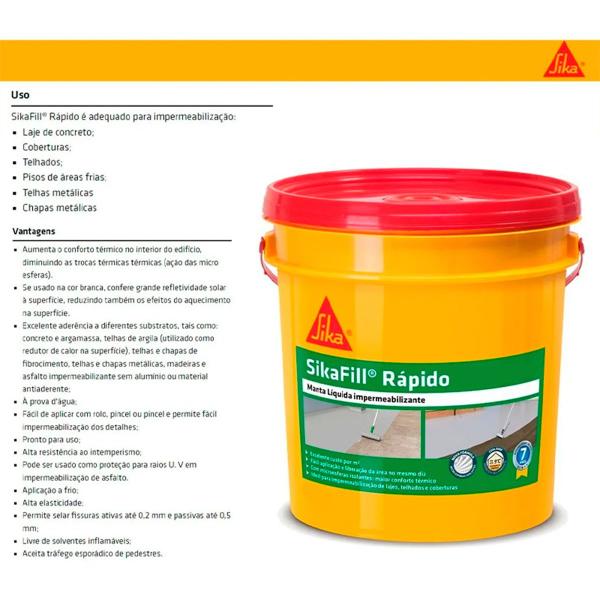 Imagem de Sikafill 5 Rápido Branco 15kg - Sika