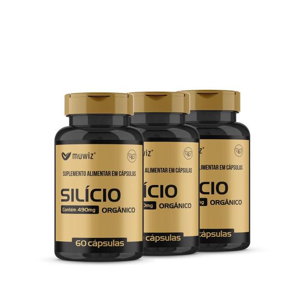 Imagem de Silício Organico kit 3 Frascos 60 Cápsulas 490mg  total 180 capsulas