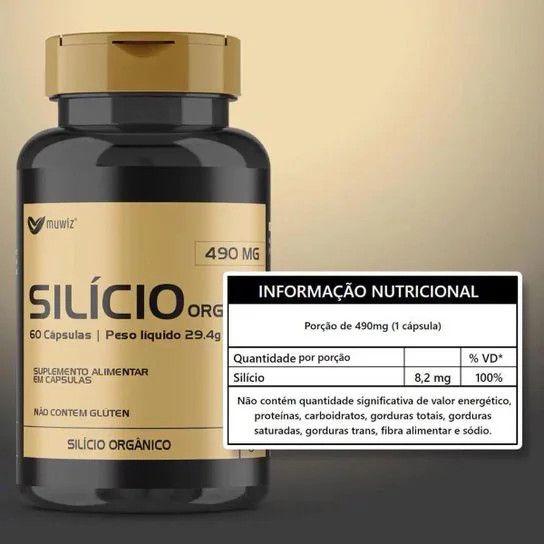 Imagem de Silício Orgânico kit  3 frascos  x 60 capsulas Muwiz  180 cápsulas 490 mg