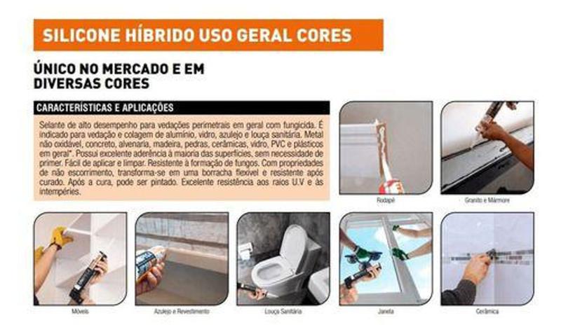 Imagem de Silicone 280g Uso Geral Incolor Hibrido Unipega Vedação Cola