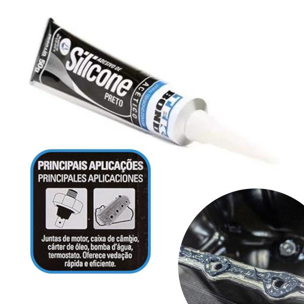 Imagem de Silicone Acético Alta Temperatura Preto 50g - Tekbond