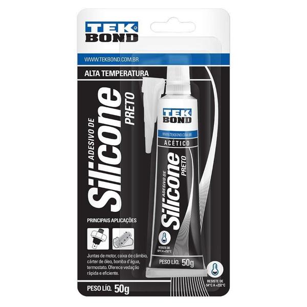 Imagem de Silicone Acético Alta Temperatura Preto Blister - Emb. c/ 12 un 50g - Tekbond