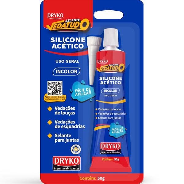 Imagem de Silicone acético para vedação 50g VEDATUDO - Dryko