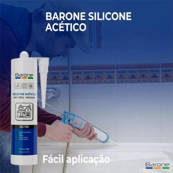 Imagem de Silicone Acético Tubo Cola Transparente Profissional 260gr Selante Elástico Uso Geral