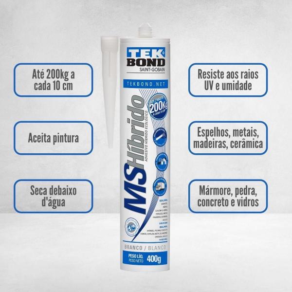 Imagem de Silicone Adesivo Ms Híbrido Branco Tekbond