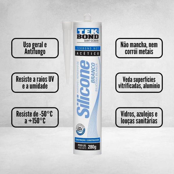 Imagem de Silicone Branco Tekbond - Selante Tixotrópico - Uso Geral