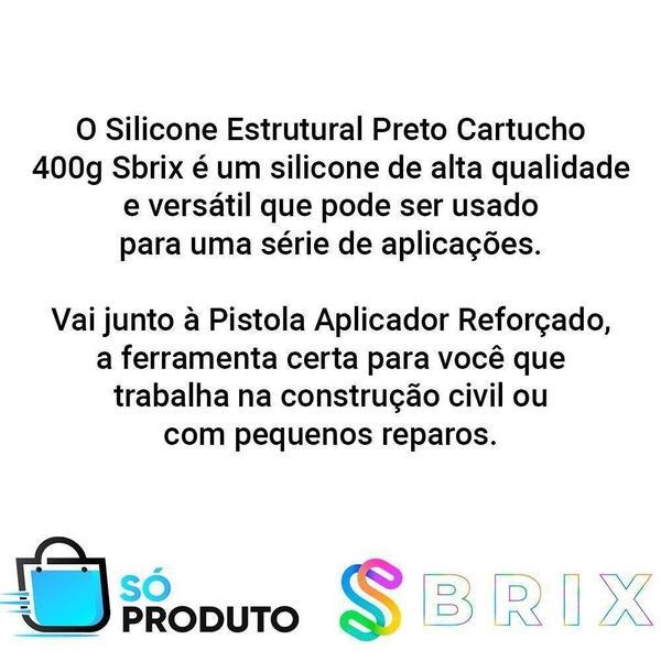 Imagem de Silicone Estrutural Preto Cartucho 400G Sbrix Com Aplicador