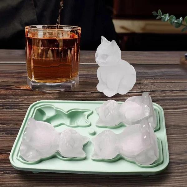 Imagem de Silicone Ice Ball Ice Cube Box, Molde Animal do gato, Casa Gadgets