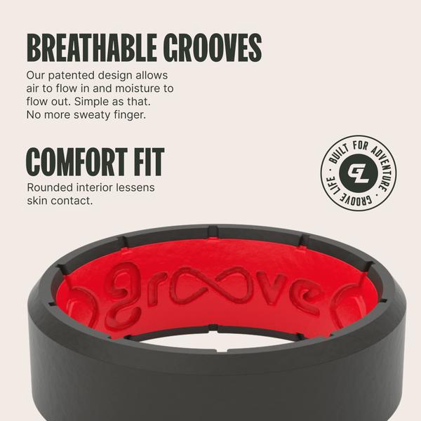 Imagem de Silicone Ring Groove Life Edge preto/vermelho para homens tamanho 8