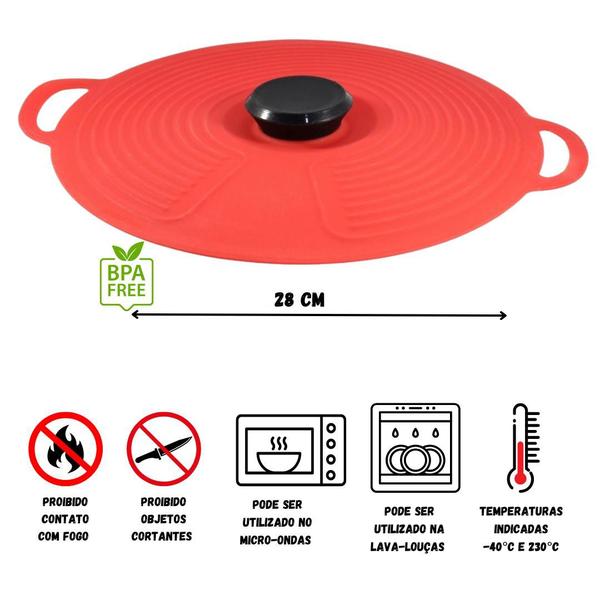 Silicone Tampa Flexível Multiuso Fritura Avulsa 28cm - Casa Tem Imagem de Silicone Tampa Flexível Multiuso Fritura Avulsa 28cm