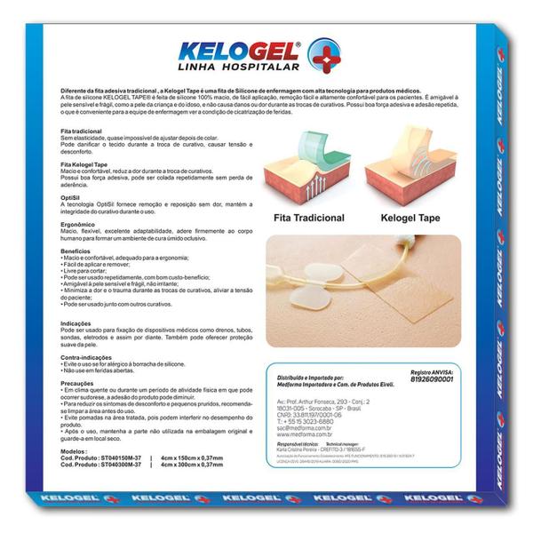 Imagem de Silicone Tape Kelogel Médico Hospitalar 1,5Mx4Cm Rolo