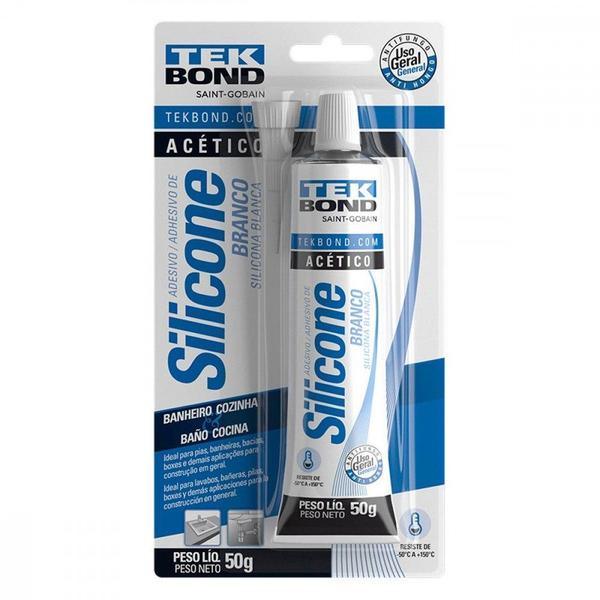 Imagem de Silicone Tekbond Acetico 50G. Branco Blister