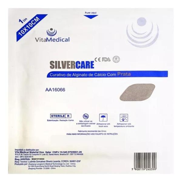 Imagem de Silvercare alginato de cálcio c/ prata 10x10cm