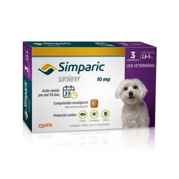 Imagem de Simparic 10mg Antipulgas Cães 2,6 A 5 Kg Caixa 3 Comprimidos Zoetis